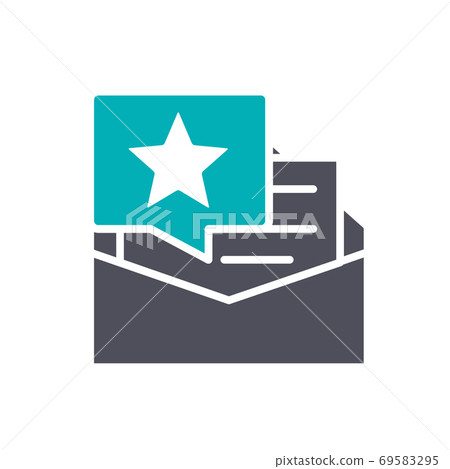 Feedback letter with star colored icon. Client satisfaction, happy customer, positive review symbol Feedback letter with star colored icon. Client satisfaction, happy customer, positive review symbol 69583295