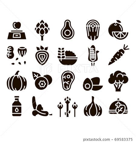 Healthy Food Glyph Icons Set Vector 69583375