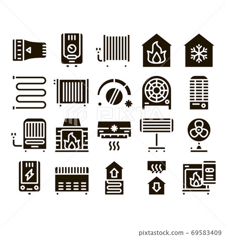 Heating And Cooling Collection Vector Icons Set Heating And Cooling Collection Vector Icons Set 69583409
