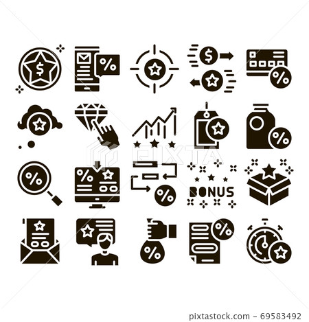 Bonus Hunting Collection Elements Icons Set Vector - Stock Illustration ...