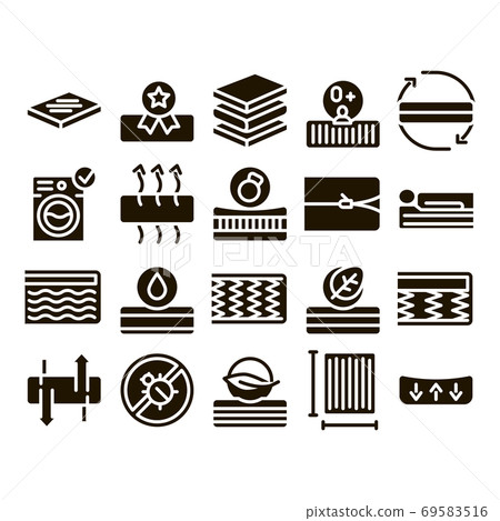 Mattress Orthopedic Glyph Set Vector 69583516