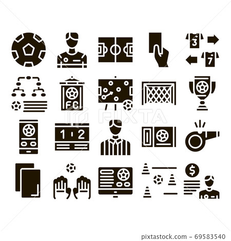 Soccer Football Game Glyph Set Vector Soccer Football Game Glyph Set Vector 69583540