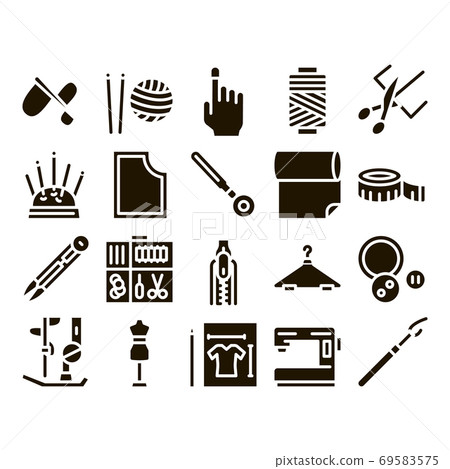 Sewing And Needlework Glyph Set Vector 69583575
