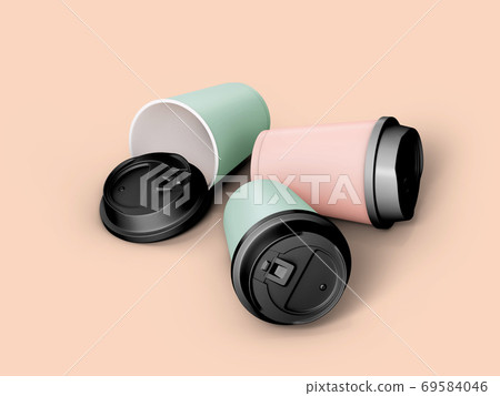 3d render pastel color paper cups 3d render pastel color paper cups 69584046