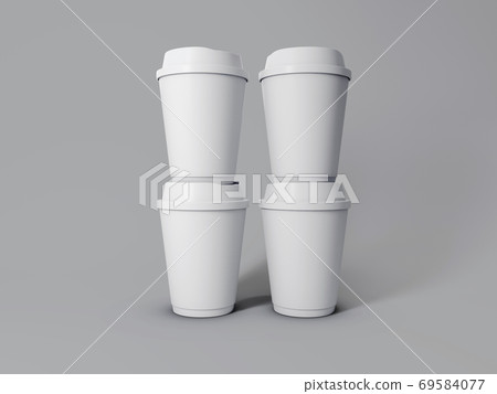 3d stacked white paper coffee cups 69584077