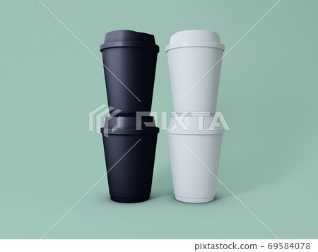 3d stacked white paper coffee cups 69584078