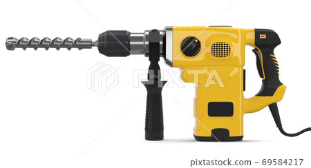 Electric drill with cord and attached metal bit, tool for repair 69584217