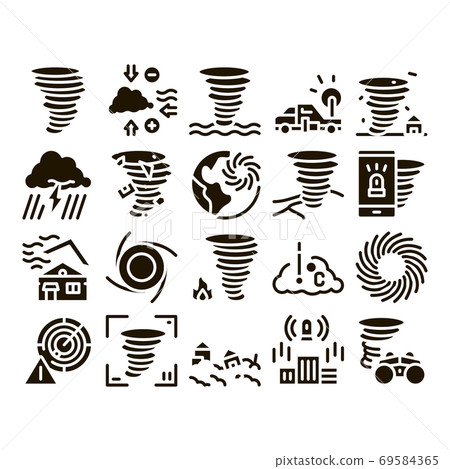 Tornado And Hurricane Glyph Set Vector Tornado And Hurricane Glyph Set Vector 69584365