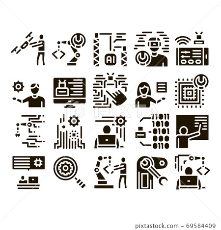 Robotics Master Glyph Set Vector Robotics Master Glyph Set Vector 69584409