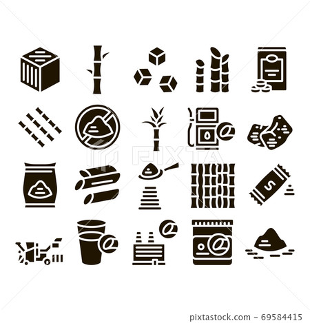 Sugar Cane Agriculture Glyph Set Vector 69584415