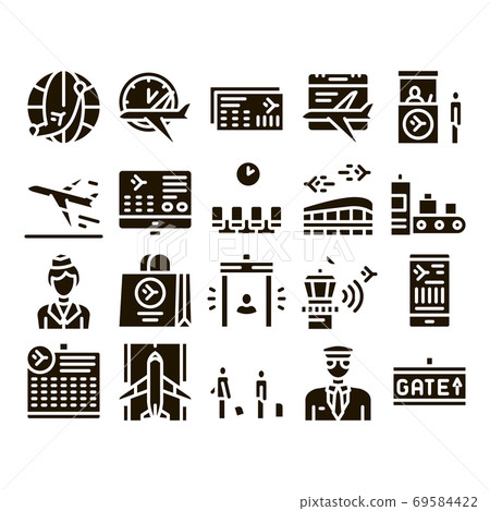 Airline And Airport Glyph Set Vector Airline And Airport Glyph Set Vector 69584422