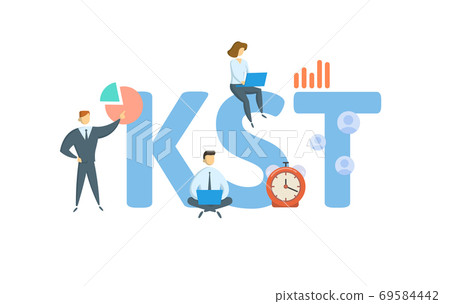 KST, Know Sure Thing. Concept with keyword, people and icons. Flat vector illustration. Isolated on white. 69584442