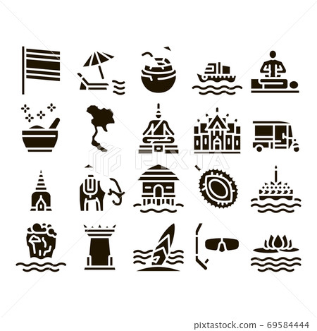 Thailand National Glyph Set Vector Thailand National Glyph Set Vector 69584444