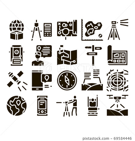 Topography Research Glyph Set Vector Topography Research Glyph Set Vector 69584446
