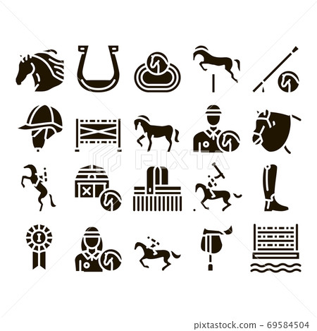 Equestrian Animal Glyph Set Vector 69584504
