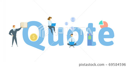 Quote. Concept with keywords, people and icons. Flat vector illustration. Isolated on white. 69584596