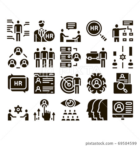 Hr Human Resources Glyph Set Vector 69584599