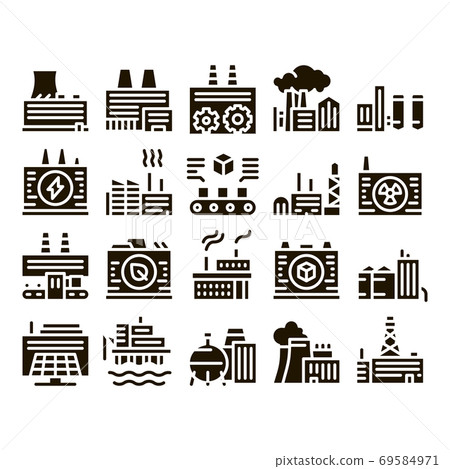 Factory Industrial Glyph Set Vector - Stock Illustration [69584971] - PIXTA