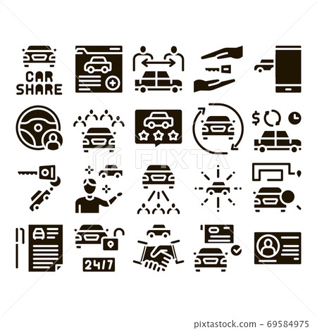 Car Sharing Business Glyph Set Vector Car Sharing Business Glyph Set Vector 69584975