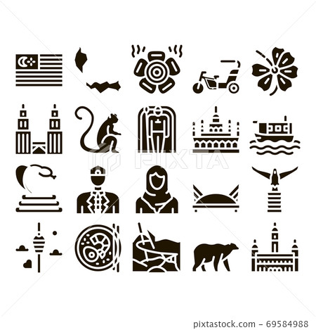 Malaysia National Glyph Set Vector 69584988