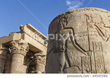 Lower half column at the entrance of the Temple of Kom Ombo 69585560