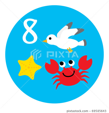 日曆季節圖圖標8月 日曆季節圖圖標8月 69585643