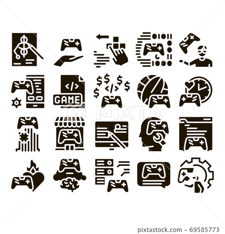 Video Game Development Glyph Set Vector - Stock Illustration [69585773 ...