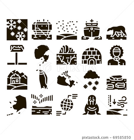 Arctic And Antarctic Glyph Set Vector Arctic And Antarctic Glyph Set Vector 69585850
