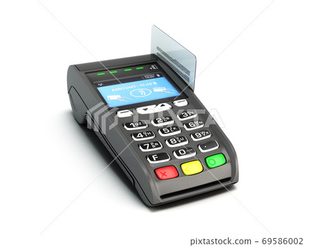 contactless payment by credit card through the... - Stock Illustration ...