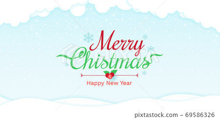 Merry Christmas and happy new year with snow... - Stock Illustration ...