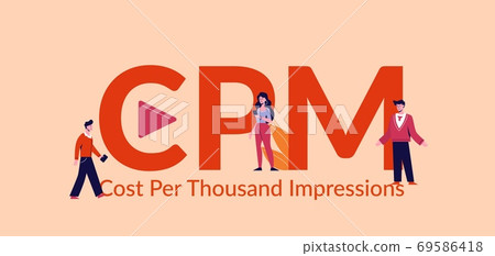 CPM cost per thousand impressions. Marketing advertising finance management creative online viewing. 69586418