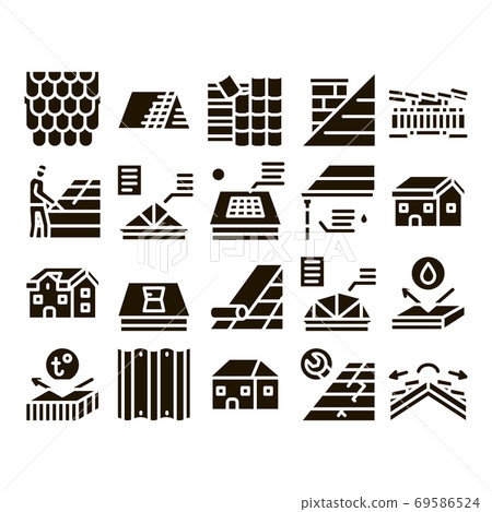 Roof Housetop Material Glyph Set Vector 69586524