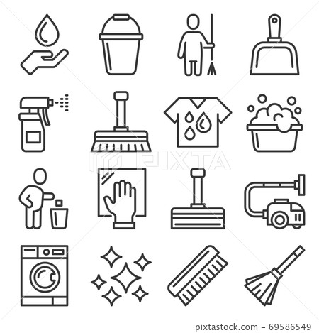 Cleaning Icons Set on White Background. Vector Cleaning Icons Set on White Background. Vector 69586549