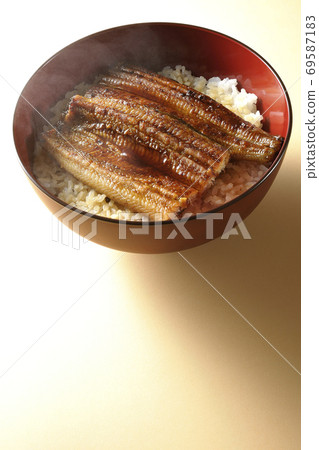 一個烤鰻魚的熱鰻魚碗 一個烤鰻魚的熱鰻魚碗 69587183