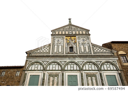 Basilica of San Miniato al Monte isolated on White - Florence Tuscany Italy Basilica of San Miniato al Monte isolated on White - Florence Tuscany Italy 69587494