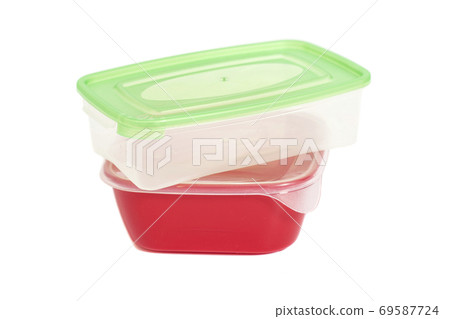 Stack of food plastic containers isolated on white Stack of food plastic containers isolated on white 69587724