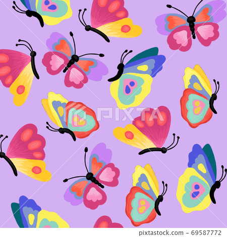 Seamless pattern butterflies. Colorful butterfly repeating background for fabric, wallpaper Seamless pattern butterflies. Colorful butterfly repeating background for fabric, wallpaper 69587772