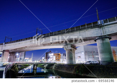 Saikyo Line elevated and Sasame River Saikyo Line elevated and Sasame River 69588146