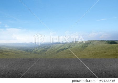 Asphalt road with mountain view Asphalt road with mountain view 69588246