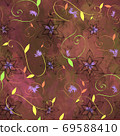 Abstract seamless pattern with flowers and twigs 69588410