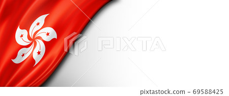 Hong Kong flag isolated on white banner Hong Kong flag isolated on white banner 69588425