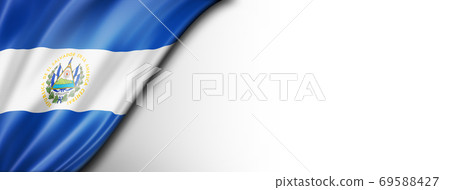 Salvadoran flag isolated on white banner Salvadoran flag isolated on white banner 69588427