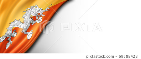 Bhutan flag isolated on white banner 69588428
