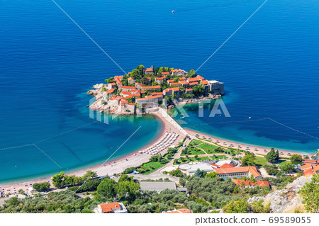 Beautiful Sveti Stefan islet near Budva, Montenegro 69589055