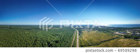 Aerial view from drone on nuclear power plant Aerial view from drone on nuclear power plant 69589298