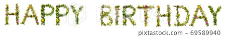 Flower And Blossom Letter Building Word Happy Birthday 69589940