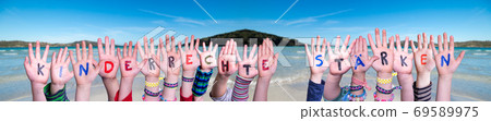 Hands, Kinderrechte Staerken Mean Strengthen Children Rights, Ocean Background 69589975