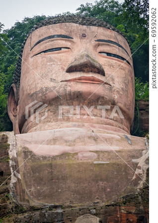 Majestic Giant Leshan Buddha head, face and torso Majestic Giant Leshan Buddha head, face and torso 69592062