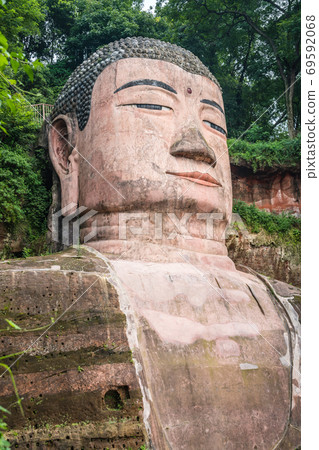 Majestic Giant Leshan Buddha head, face and torso 69592068