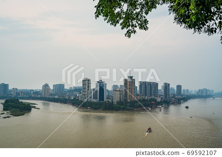 Panorama of Leshan town in China in summer 69592107
